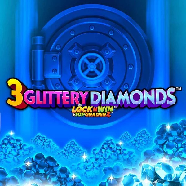 Official Slots logo: 3 Glittery Diamonds by PearFiction Studios at Spinorhino Casino
