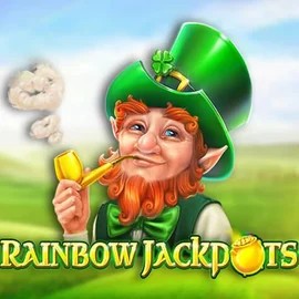 Rainbow Jackpots slot logo by Red Tiger Gaming at Spinorhino Casino